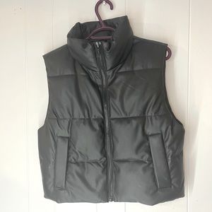 Zara Faux Leather Puffer Vest XS